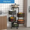 1pc rotatable multi-layer round storage rack, round floor-standing multi-layer rotatable vegetable basket storage rack, sundries and fruits